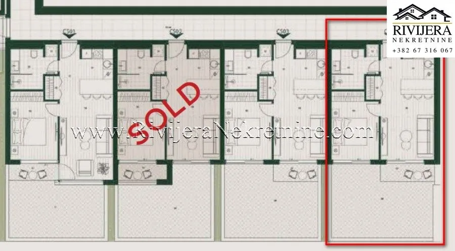 Sale, one bedroom apartment, 42m², Mrčevac, Tivat