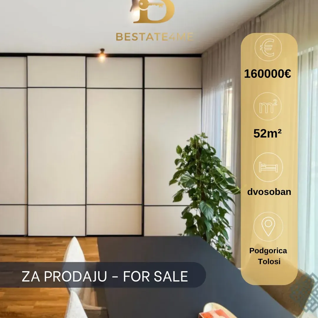 Prodaja, dvosoban stan, 52m², Tološi, Podgorica