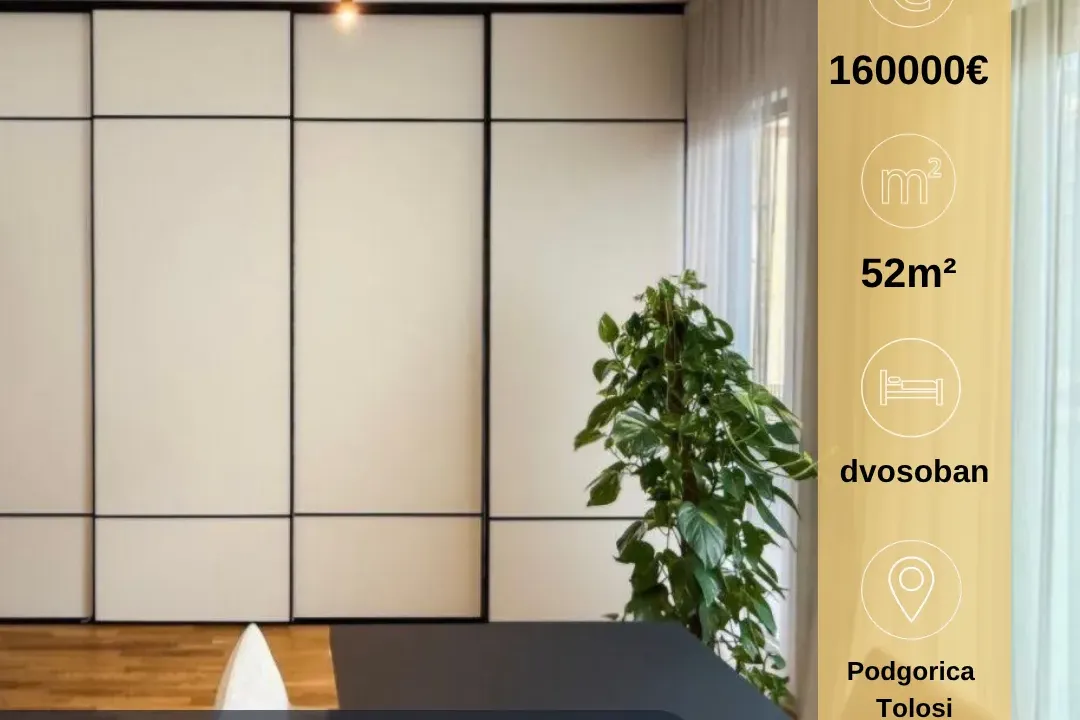 Prodaja, dvosoban stan, 52m², Tološi, Podgorica