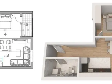 Sale, two bedroom apartment, 45m², Lipov gaj, Novi Sad Sve Podlokacije