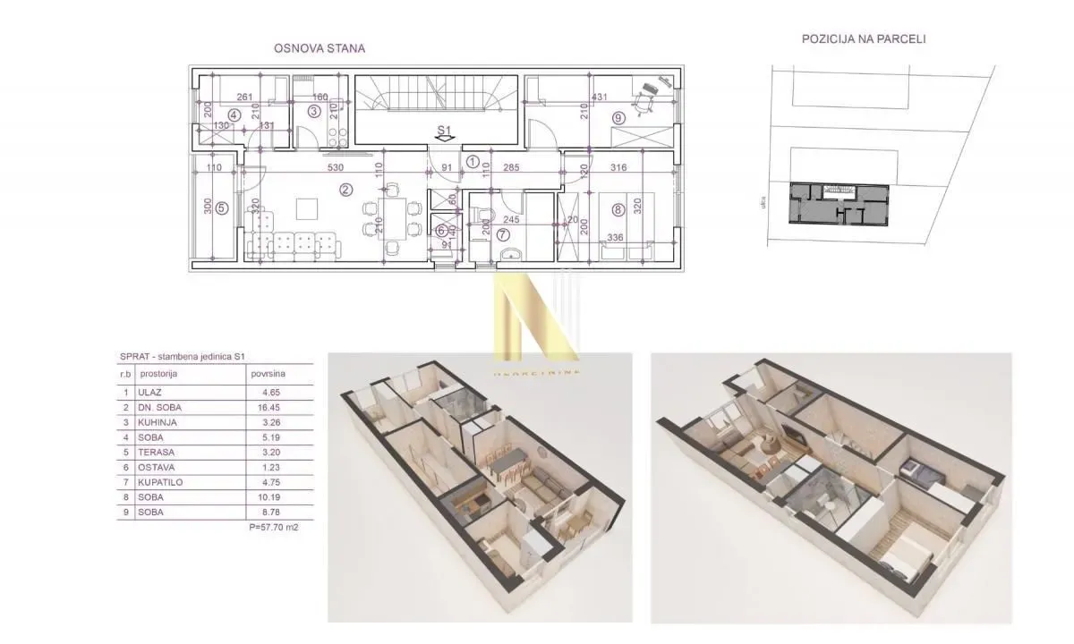 Sale, three bedroom apartment, 58m², Vidovdansko naselje, Novi Sad Sve Podlokacije