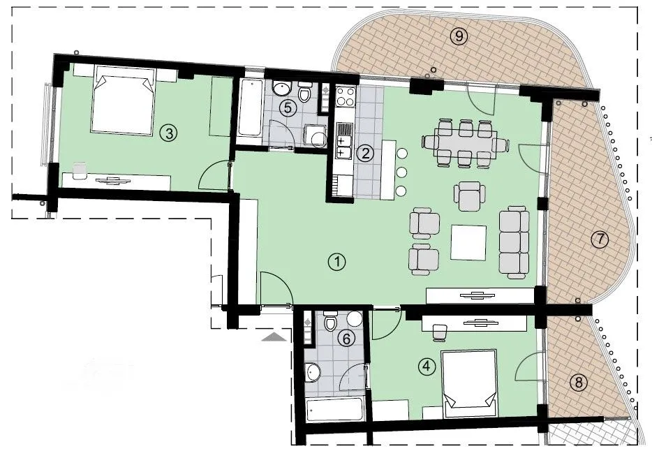 Sale, two bedroom apartment, 120m², Bečići, Budva