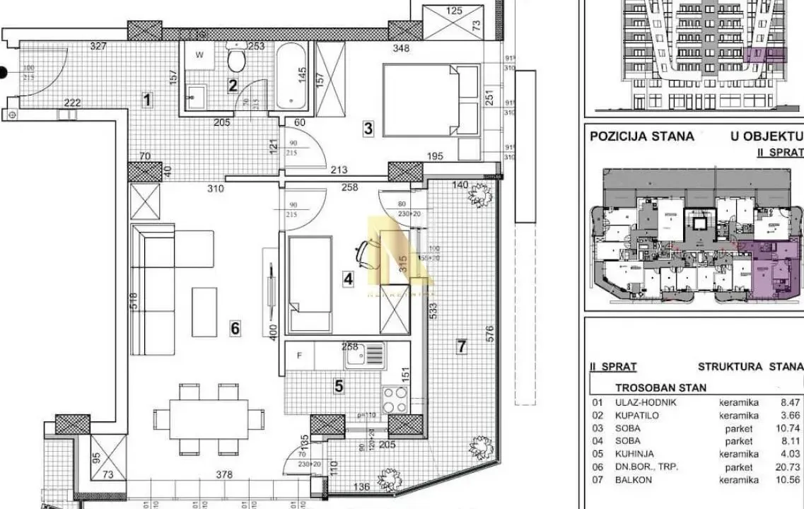 Sale, three bedroom apartment, 66m², Telep, Novi Sad Sve Podlokacije