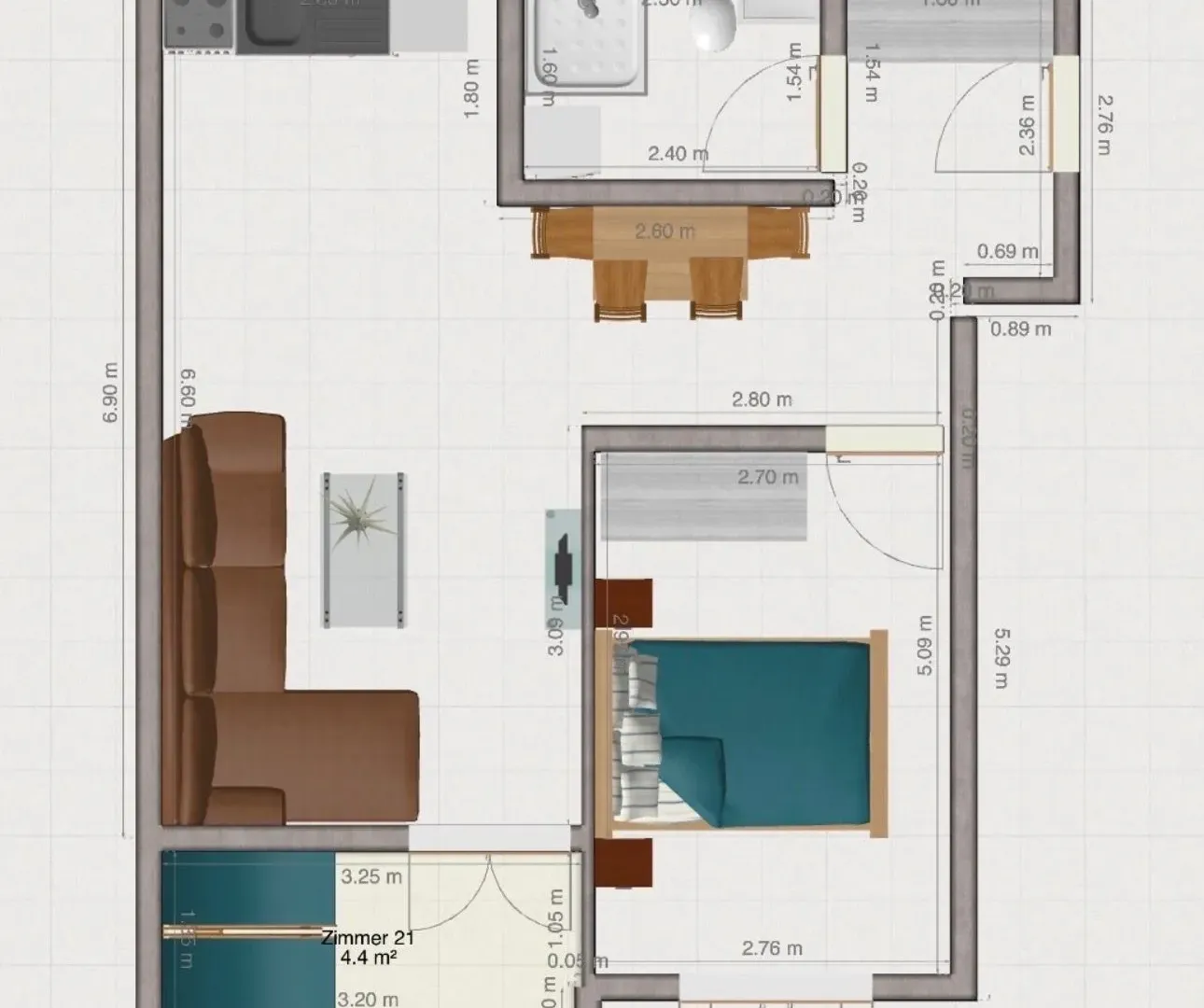 Prodaja, dvosoban stan, 49m², Barutana, Podgorica
