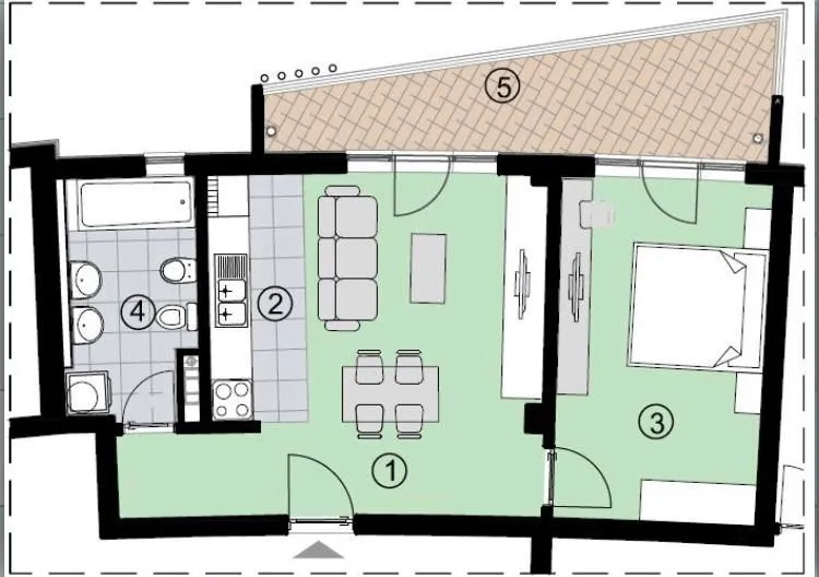 Sale, one bedroom apartment, 58m², Bečići, Budva