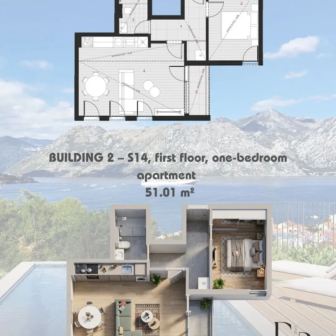 Prodaja, jednosoban stan, 51m², Dobrota, Kotor