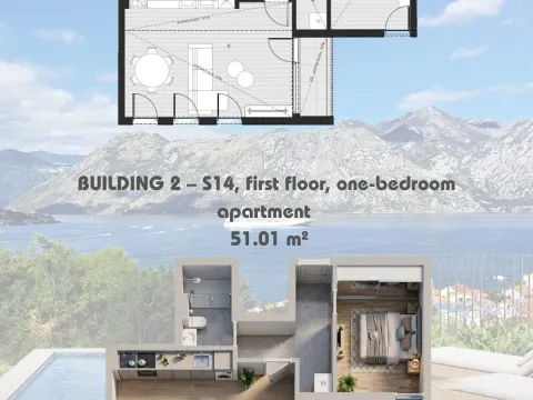 Sale, one bedroom apartment, 51m², Dobrota, Kotor - image 2