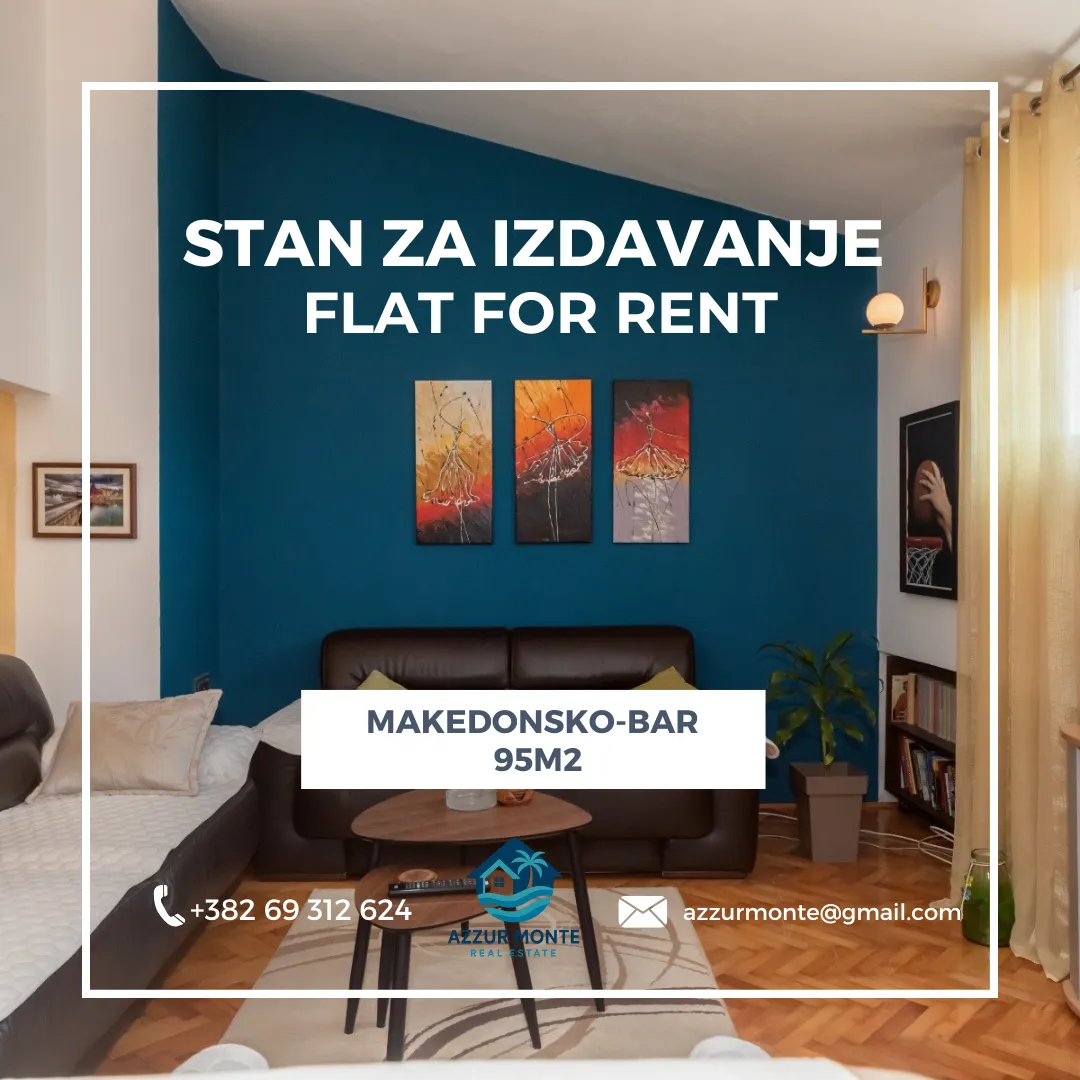 Rent, two bedroom apartment, 95m², Makedonsko naselje, Bar