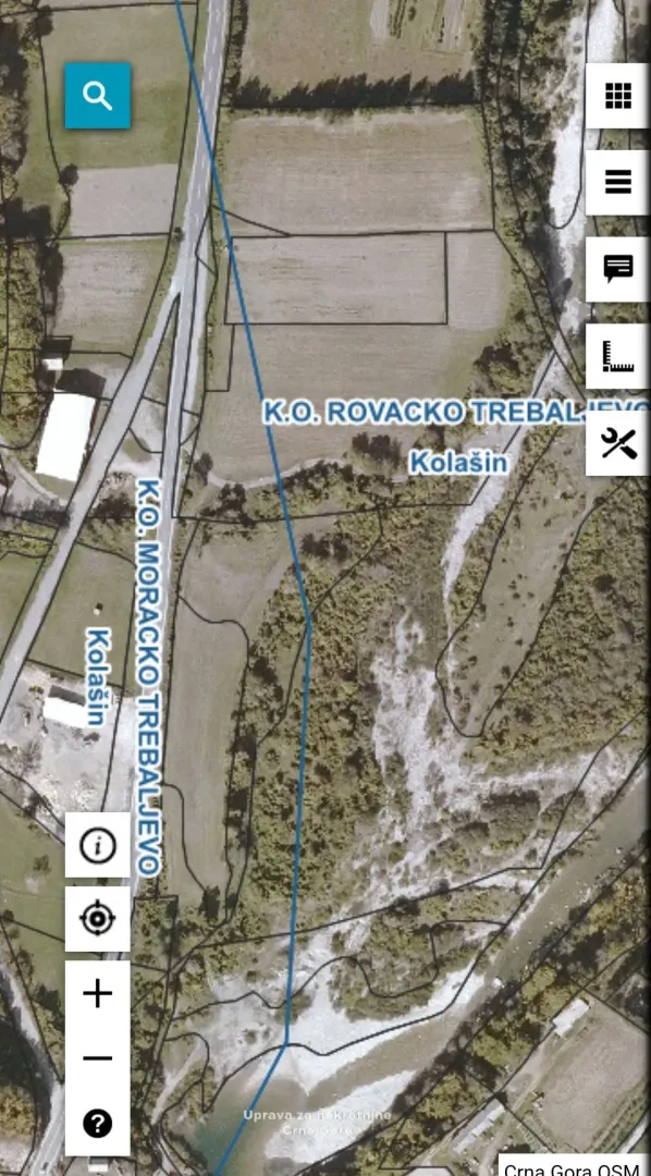 Kastastarski snimak lokacije zemljišta sa označenim granicama parcela.