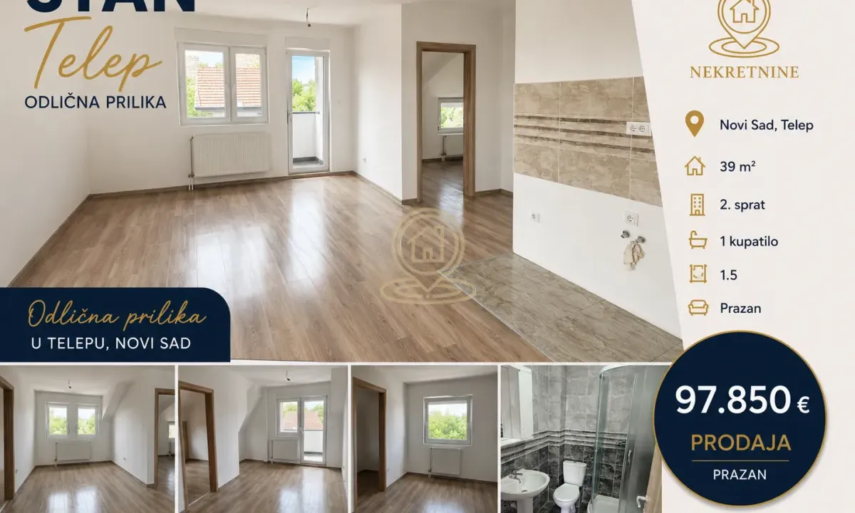 Prodaja, jednosoban stan, 39m², Telep, Novi Sad Sve Podlokacije