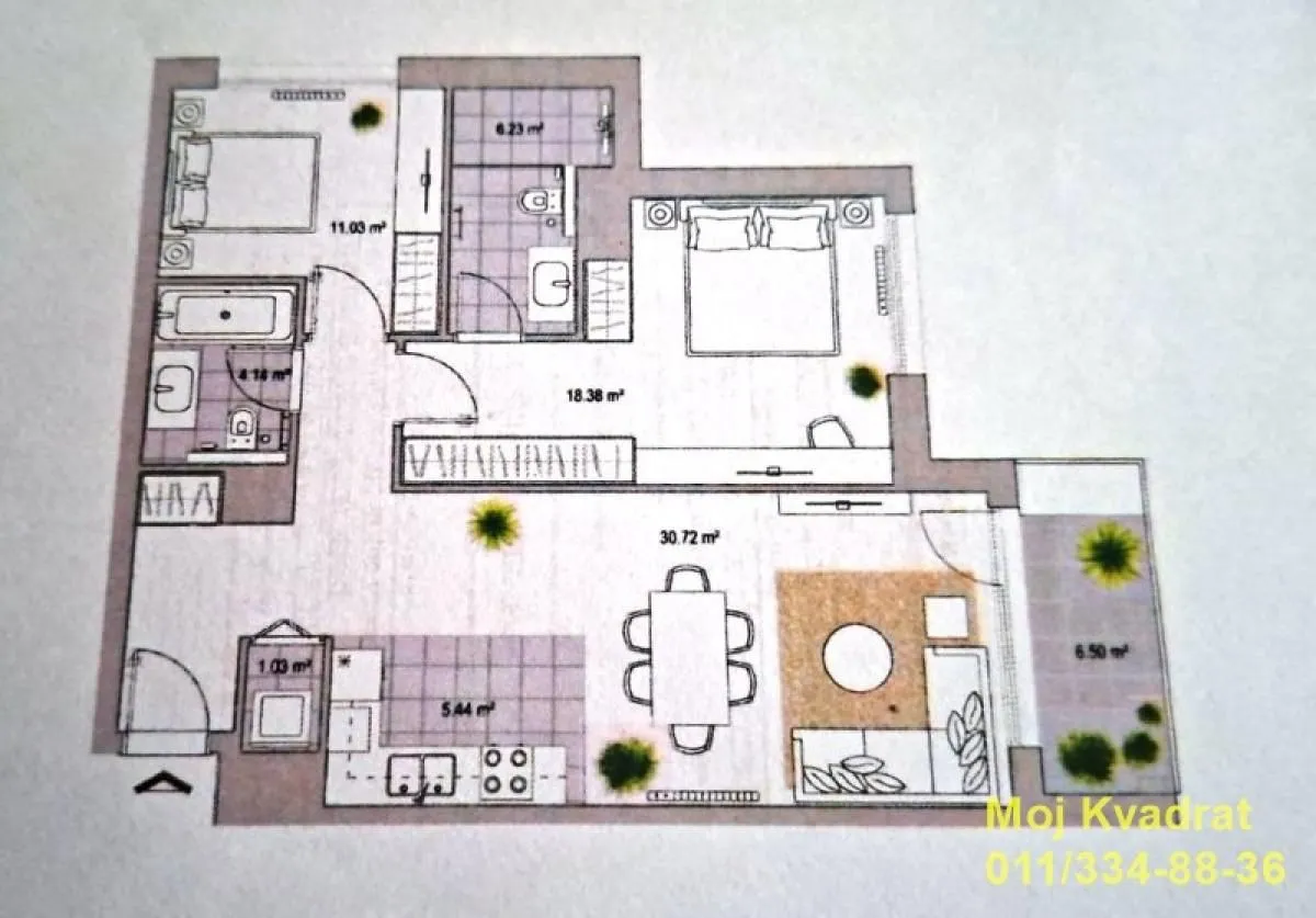 Sale, three bedroom apartment, 82m², Savski Venac, Beograd