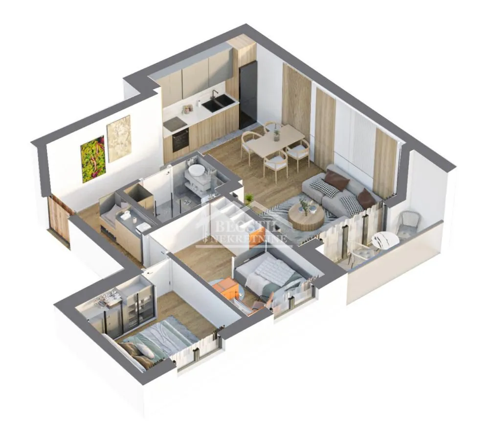 Prodaja, dvosoban stan, 53m², Bežanija, Beograd