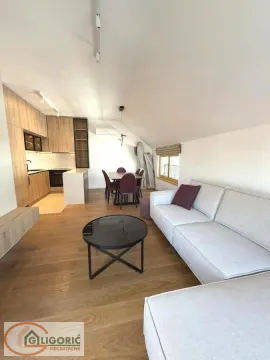 Living room with kitchen and dining area in the attic. - image 3