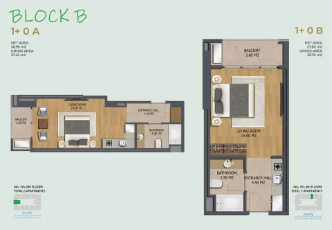 Floor plan of the apartments with room layout and areas. - image 5