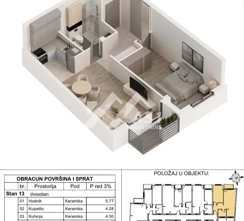 Prodaja, dvosoban stan, 49m², Centar, Novi Sad