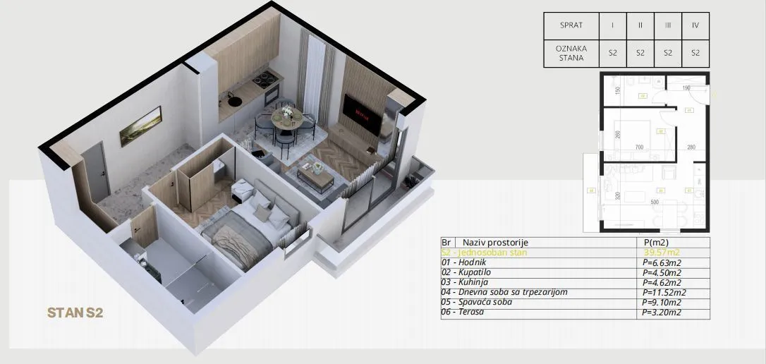 Sale, studio apartment, 43m², Budva, Crna Gora