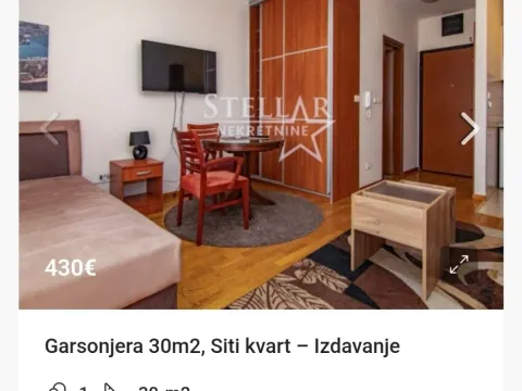 Izdavanje, garsonjera, 30m², City Kvart, Podgorica - image 2