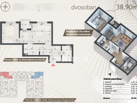 Sale, two bedroom apartment, 39m², Ledine, Beograd - image 1