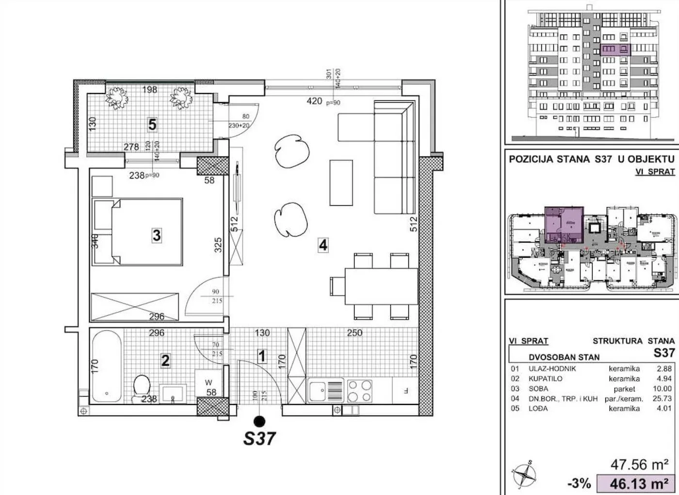 Prodaja, jednosoban stan, 46m², Telep, Novi Sad Sve Podlokacije