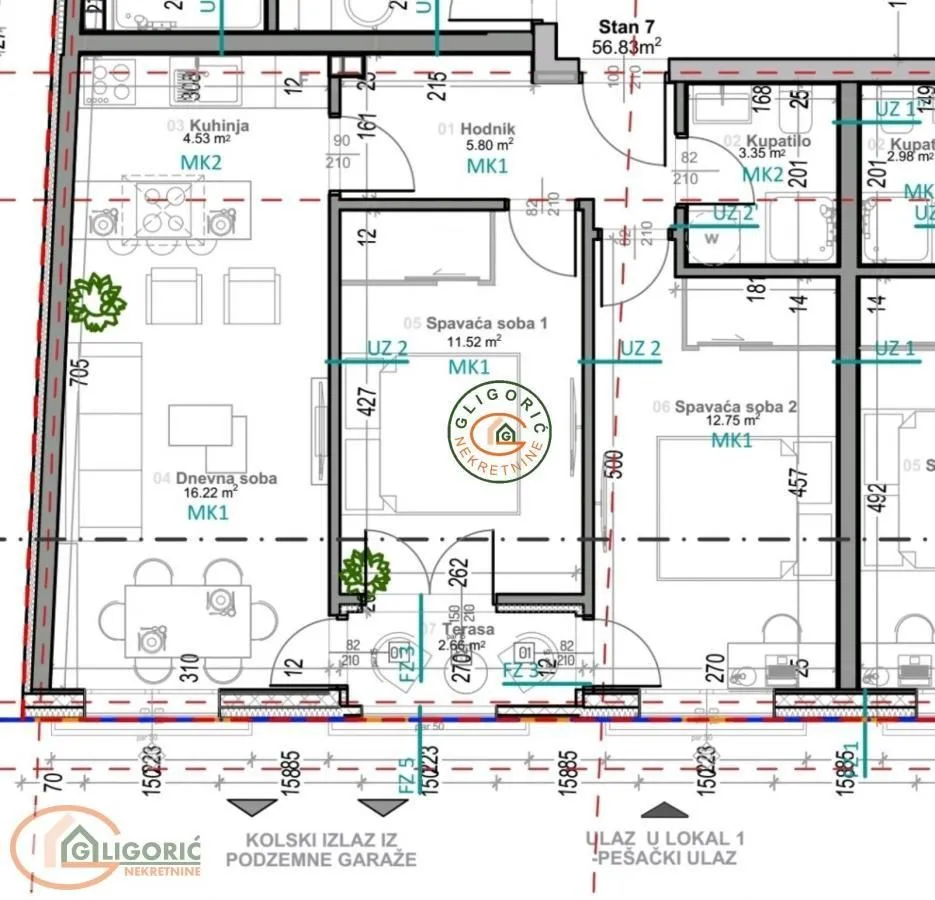 Sale, two bedroom apartment, 57m², Vukov Spomenik, Zvezdara Sve Podlokacije