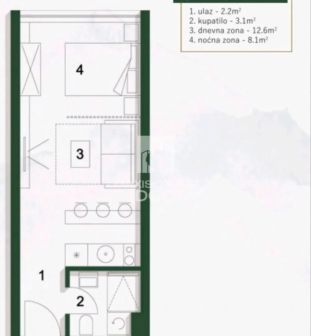 Prodaja, dvosoban stan, 37m², Centar, Čajetina