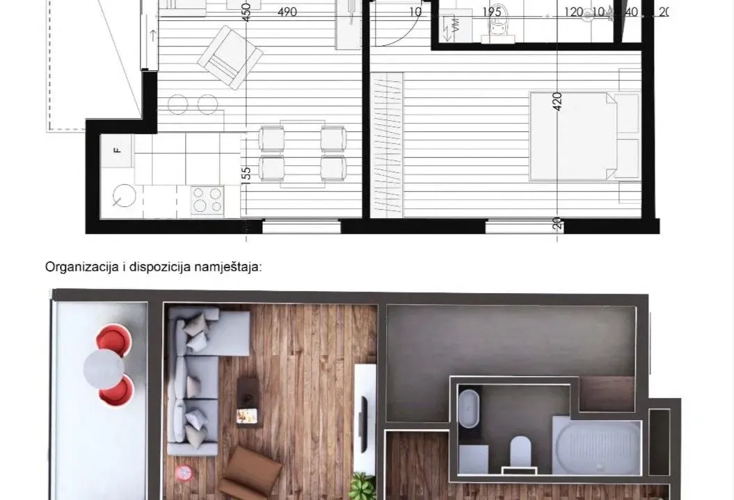 Sale, one bedroom apartment, 56m², Momišići, Podgorica