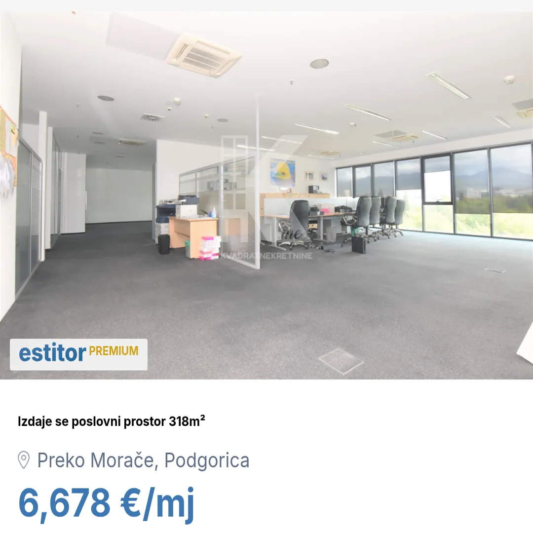 Izdavanje, poslovni prostor, 318m², Preko Morače, Podgorica