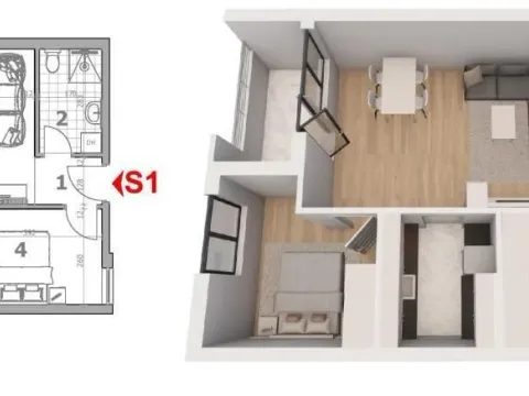 Sale, three bedroom apartment, 60m², Lipov gaj, Novi Sad Sve Podlokacije