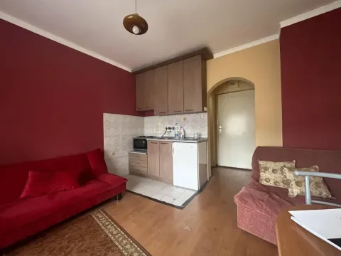 Living room with a sofa, armchair and a small kitchenette in the corner. - image 2