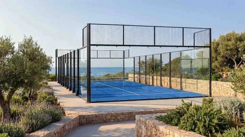 Moderan teren za padel u dvorištu sa pogledom na more. - image 8