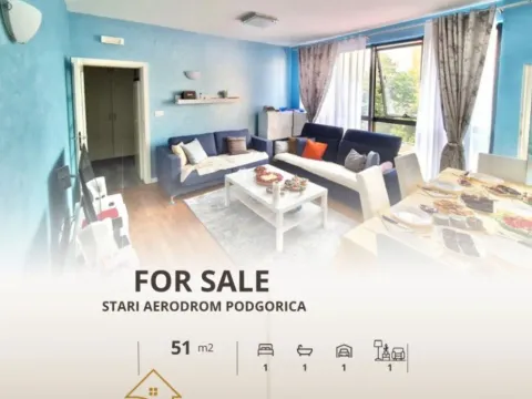 Prodaja, jednosoban stan, 51m², Stari Aerodrom, Podgorica