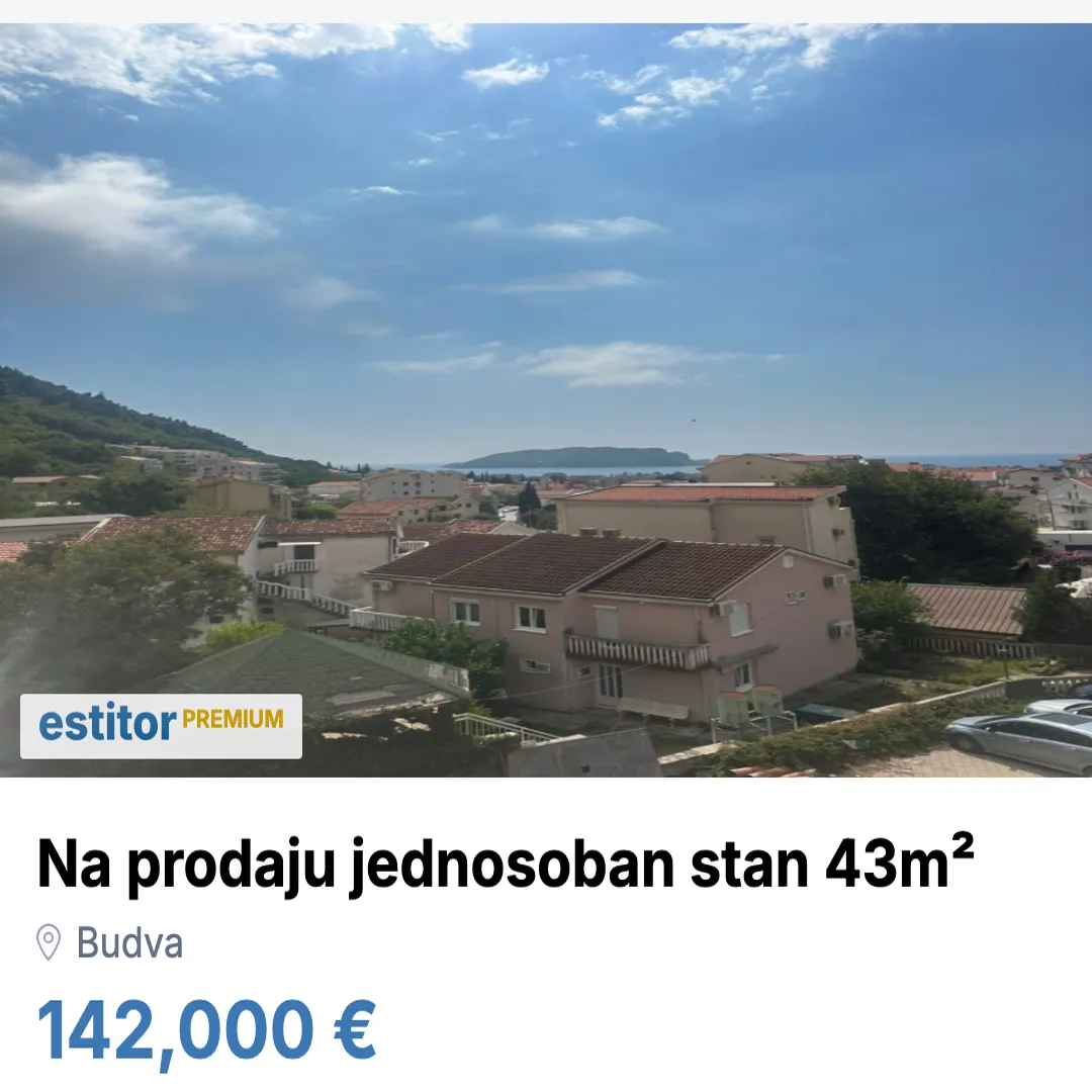 Prodaja, jednosoban stan, 43m², Budva, Crna Gora