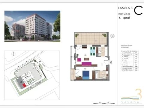 Sale, two bedroom apartment, 76m², Tošin bunar, Novi Beograd Sve Podlokacije