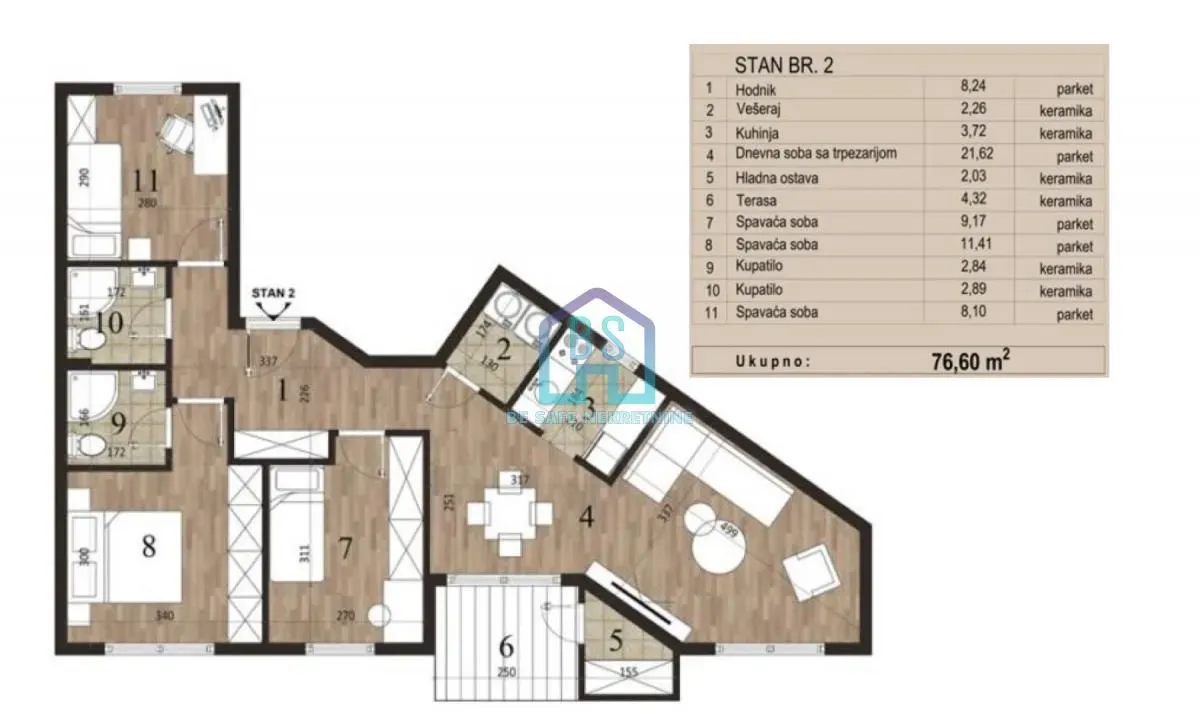 Sale, three bedroom apartment, 77m², Novo naselje, Novi Sad