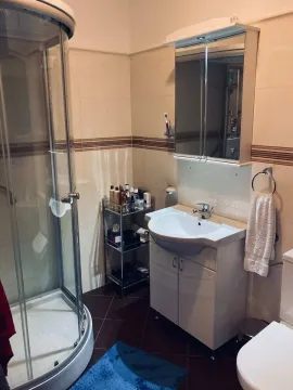 Kompaktno opremljeno kupatilo sa tuš kabinom, umivaonikom i ormarićem. - image 5