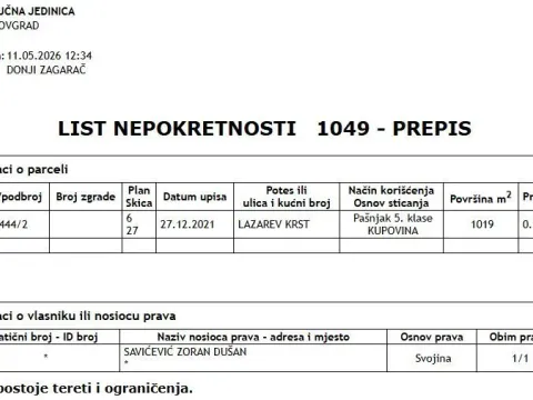 Prodaja, plac, 1019m², Donji Zagarač, Danilovgrad - image 2