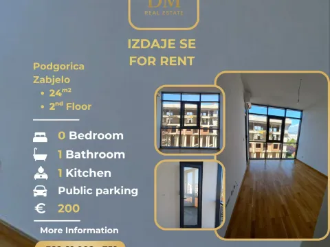 Rent, studio apartment, 24m², Zabjelo, Podgorica - image 1