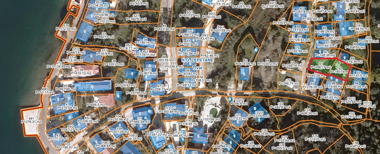 Prodaja, plac, 392m², Tivat, Crna Gora