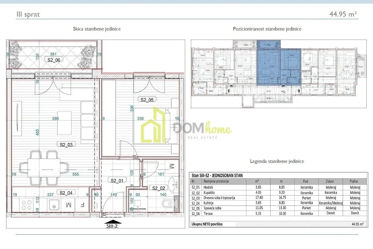 Sale, one bedroom apartment, 45m², Momišići, Podgorica