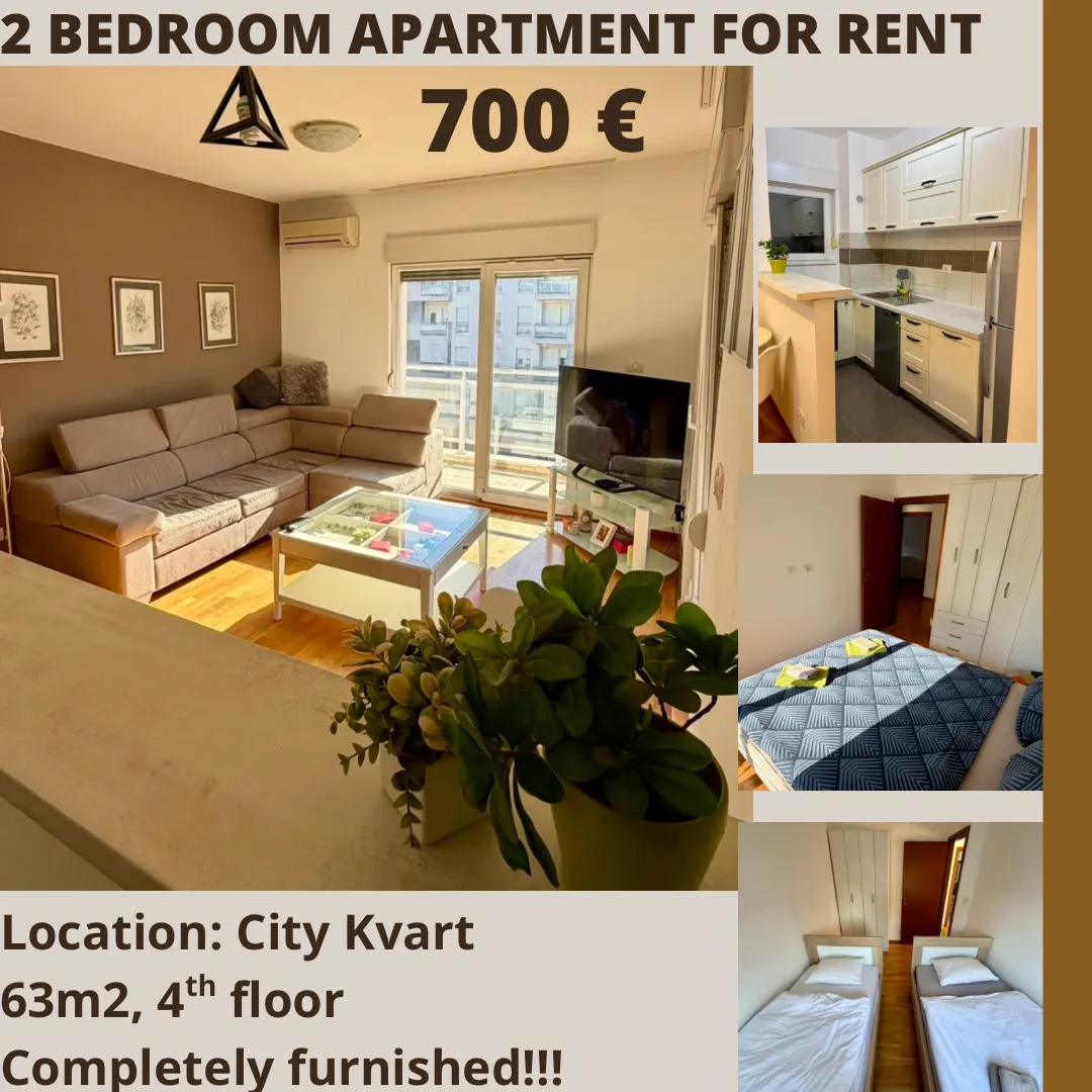 Rent, two bedroom apartment, 64m², City Kvart, Podgorica