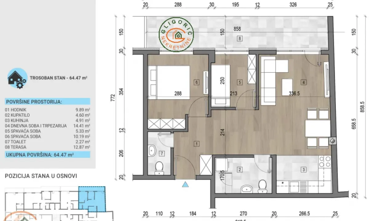 Prodaja, dvosoban stan, 64m², Voždovac Sve Podlokacije, Beograd