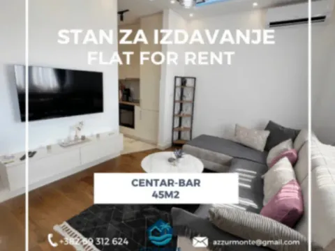 Rent, one bedroom apartment, 45m², Centar, Bar