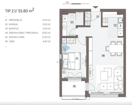Floor plan of the apartment with room layout and square footage. - image 9