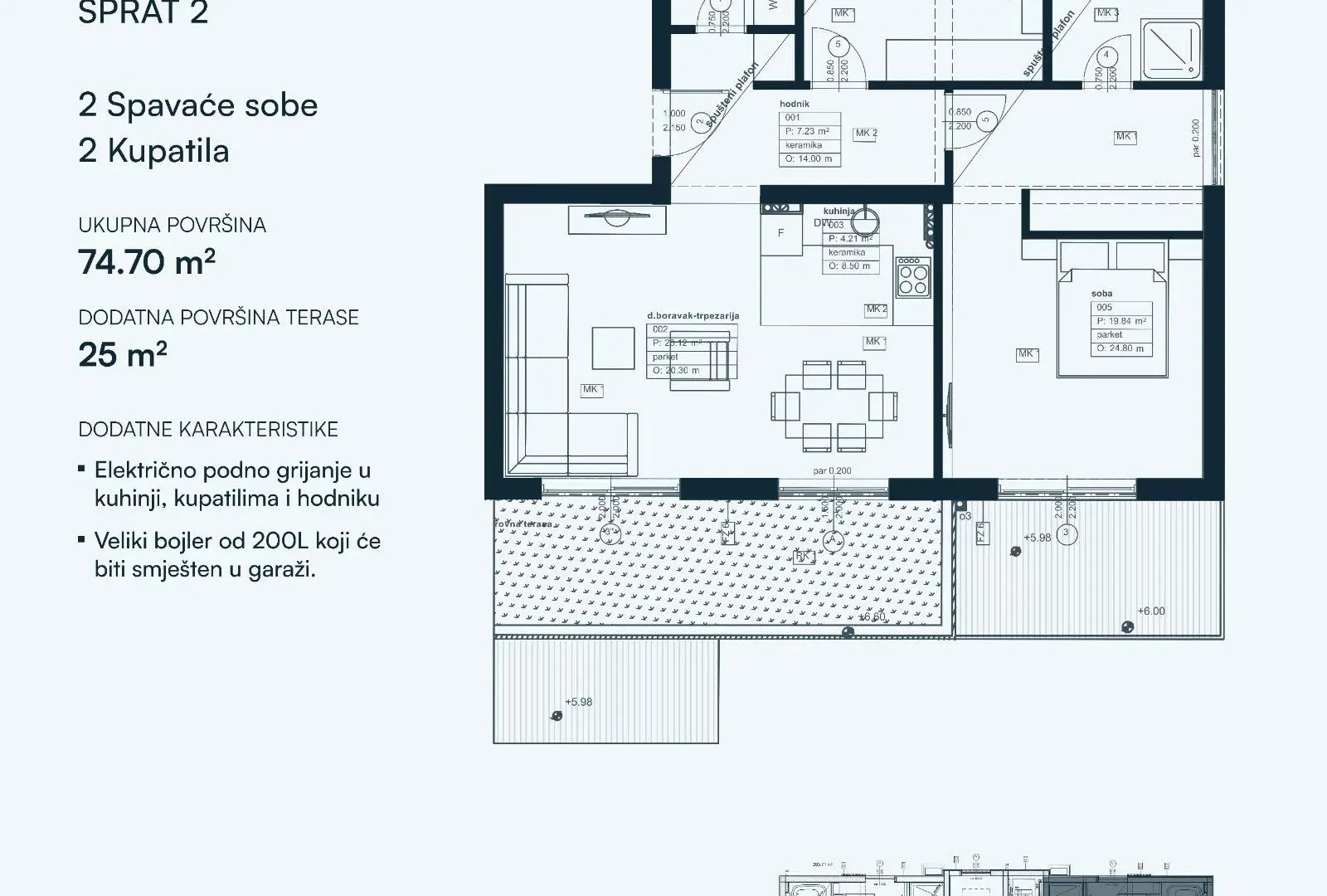 Prodaja, dvosoban stan, 75m², Dobrota, Kotor