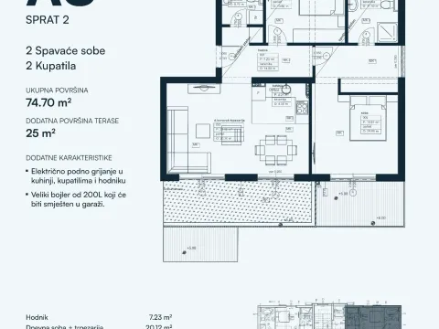 Sale, two bedroom apartment, 75m², Dobrota, Kotor - image 2