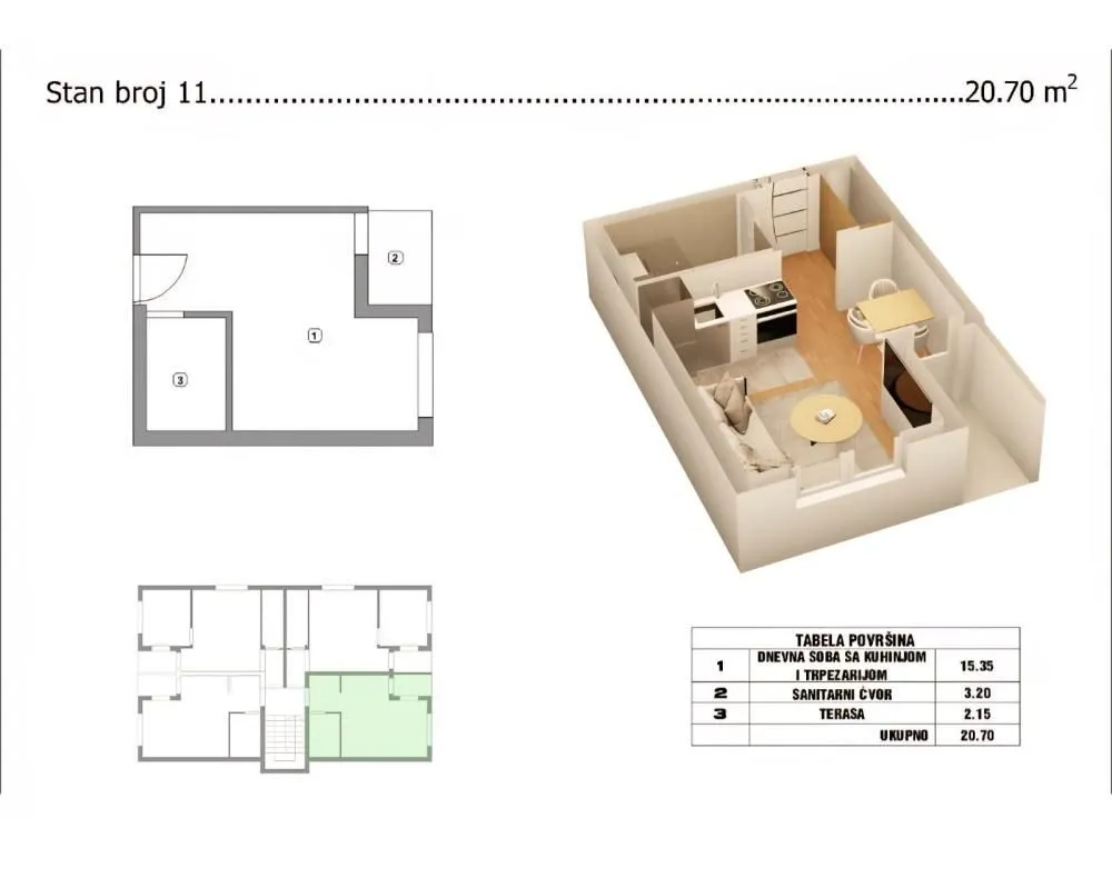 Sale, apartment, 21m², Crveni Krst, Niš
