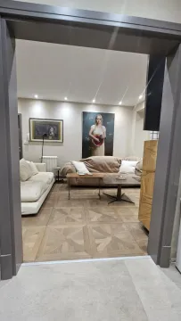 Dnevna soba sa garniturom i umetničkim slikama na zidu. - image 6