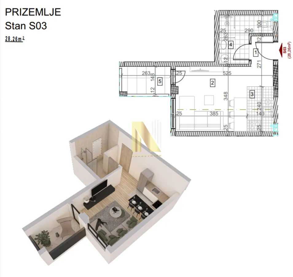 Prodaja, garsonjera, 28m², Sremska Kamenica, Petrovaradin