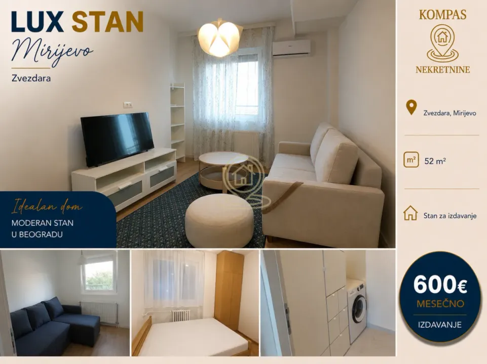 Rent, two bedroom apartment, 52m², Mirijevo Sve Podlokacije, Beograd