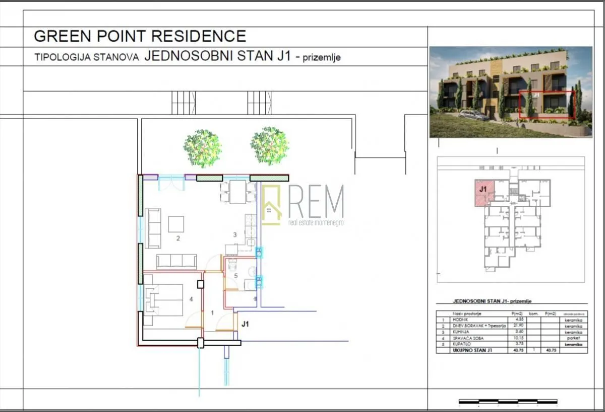 Prodaja, jednosoban stan, 45m², Dobrota, Kotor